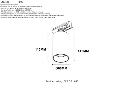 Трековый светильник Crystal Lux CLT 0.31 013 BL-BL