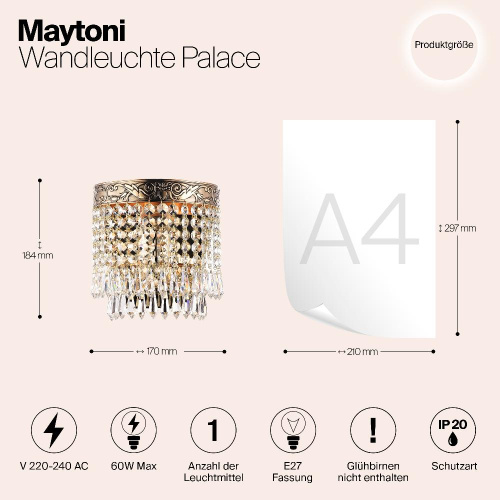 Настенный светильник Maytoni Palace DIA890-WL-01-G