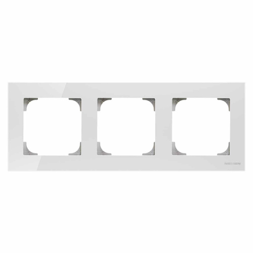 Рамка 3-постовая ABB Sky стекло белое 2CLA857300A3001