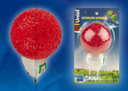 Настенный светодиодный светильник (10329) Uniel DTL-309-Шар/Red/1LED/0,1W