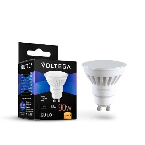 Лампа светодиодная Voltega GU10 10W 2800К матовая VG1-S1GU10warm10W-C 7072 Лампа светодиодная Voltega GU10 10W 2800К матовая VG1-S1GU10warm10W-C 7072