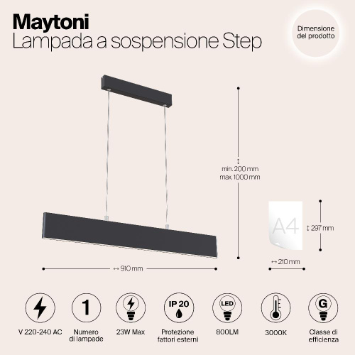 Подвесной светодиодный светильник Maytoni Step P010PL-L23B