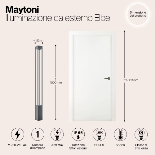 Уличный светодиодный светильник Maytoni Elbe O424FL-L20GF