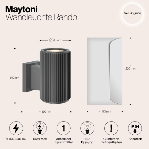 Настенный светильник Maytoni Rando O419WL-01GR