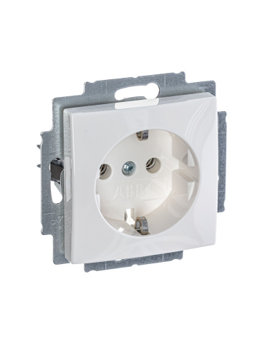 Розетка ABB Basic55 Schuko с/з 16A 250V безвинтовой зажим альпийский белый 2CKA002011A3855