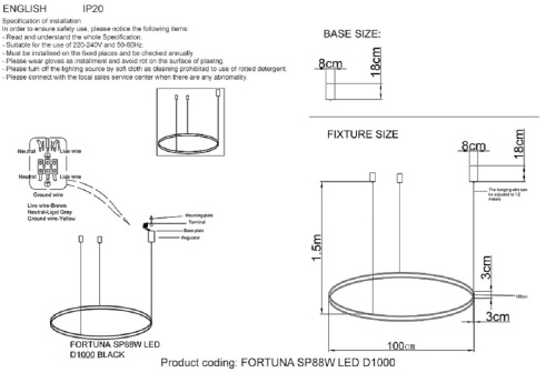 Подвесная люстра Crystal Lux FORTUNA SP88W LED D1000 GOLD Подвесная люстра Crystal Lux FORTUNA SP88W LED D1000 GOLD
