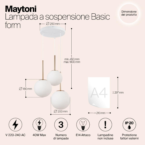 Подвесная люстра Maytoni Basic form MOD321PL-03G