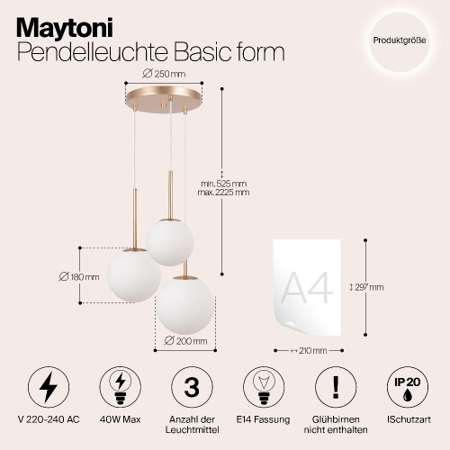 Подвесной светильник Maytoni MOD321PL-03G1