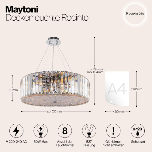 Подвесная люстра Maytoni Recinto MOD080CL-08CH