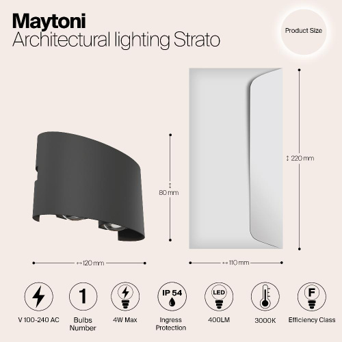 Уличный настенный светодиодный светильник Maytoni Strato O417WL-L4GR3K Уличный настенный светодиодный светильник Maytoni Strato O417WL-L4GR3K