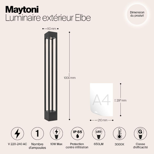 Уличный светодиодный светильник Maytoni Elbe O424FL-L10GF