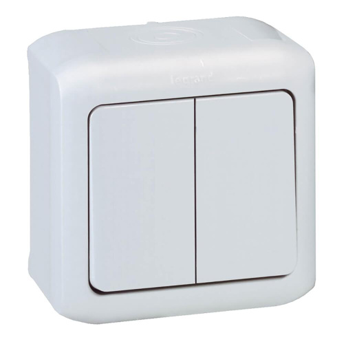 Переключатель двухклавишный на 2 направления Legrand Quteo 10A 250V IP44 белый 782301
