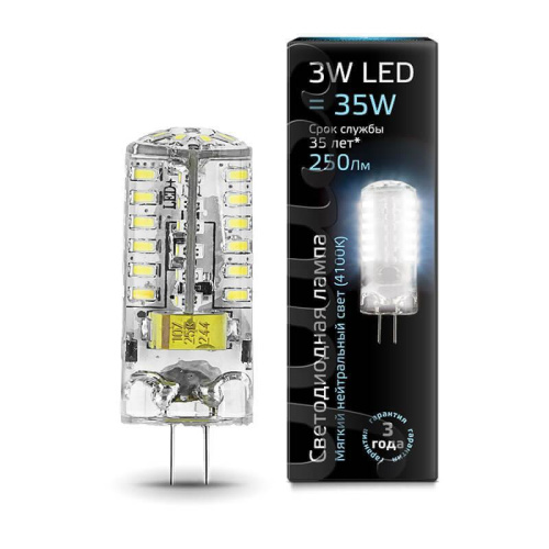 Лампа светодиодная Gauss G4 3W 4100K прозрачная 207707203 Лампа светодиодная Gauss G4 3W 4100K прозрачная 207707203