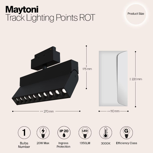 Трековый светодиодный светильник Maytoni Track Lamps TR015-2-20W3K-B Трековый светодиодный светильник Maytoni Track Lamps TR015-2-20W3K-B