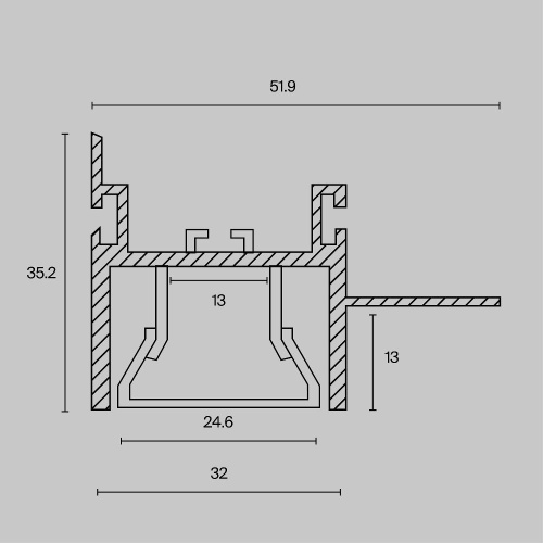 Профиль алюминиевый Maytoni Technical ALM013S-2M Профиль алюминиевый Maytoni Technical ALM013S-2M