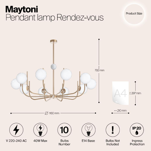 Подвесная люстра Maytoni Rendez-Vous MOD109PL-10BS