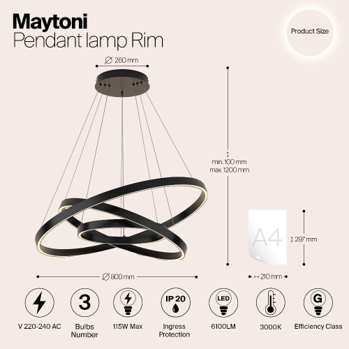 Подвесной светильник Maytoni MOD058PL-L100B3K