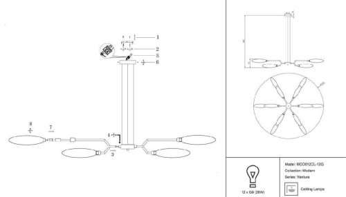Подвесная люстра Maytoni Ventura MOD012CL-12G