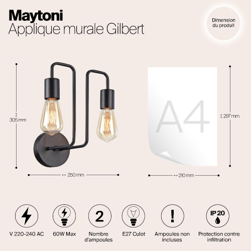 Бра Maytoni Gilbert T532WL-02B Бра Maytoni Gilbert T532WL-02B
