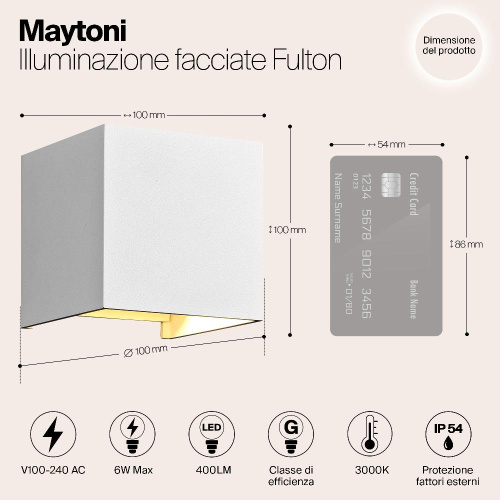 Уличный настенный светодиодный светильник Maytoni Fulton O572WL-L6W
