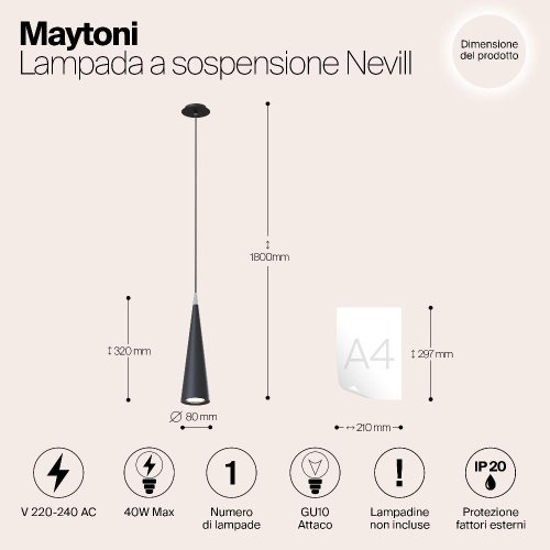 Подвесной светильник Maytoni Nevill P318PL-01B
