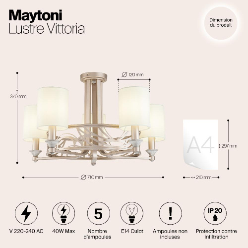 Потолочная люстра Maytoni Vittoria H004CL-05BG Потолочная люстра Maytoni Vittoria H004CL-05BG