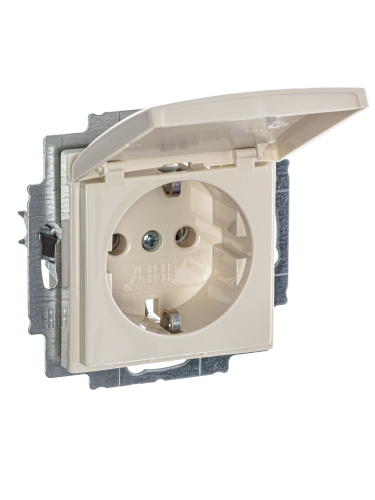 Розетка ABB Basic55 Schuko с/з 16A 250V с крышкой безвинтовой зажим слоновая кость 2CKA002018A0351 Розетка ABB Basic55 Schuko с/з 16A 250V с крышкой безвинтовой зажим слоновая кость 2CKA002018A0351