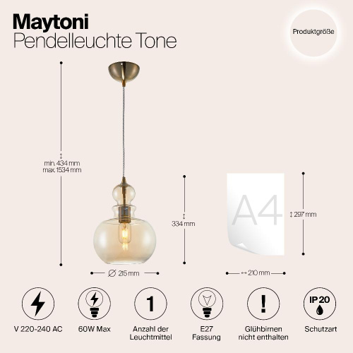 Подвесной светильник Maytoni Tone P003PL-01BZ