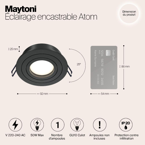 Встраиваемый светильник Maytoni Atom DL023-2-01B