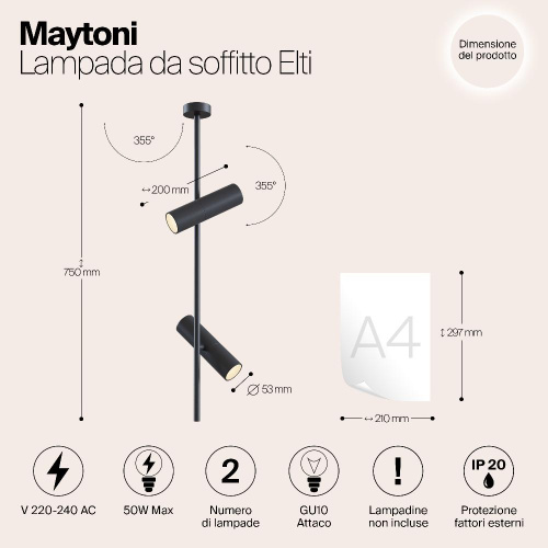 Подвесной светильник Maytoni Elti C021CL-02B Подвесной светильник Maytoni Elti C021CL-02B