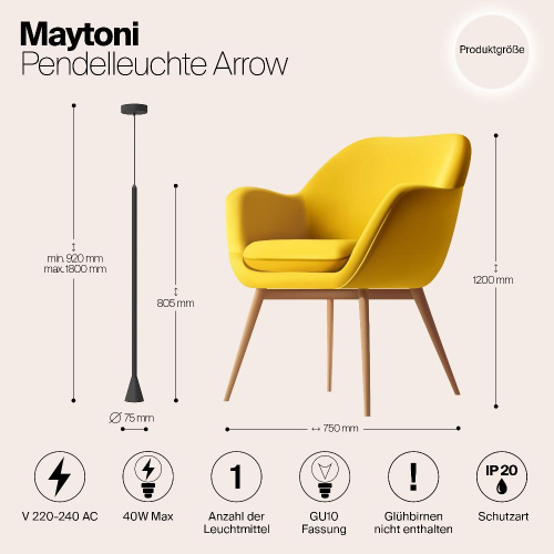 Подвесной светильник Maytoni Arrow P064PL-01B