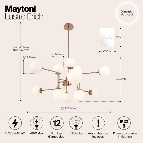 Подвесная люстра Maytoni Erich MOD221-PL-12-G