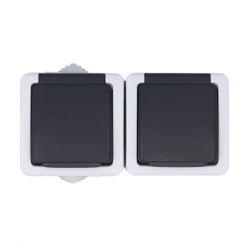 Розетка LK Studio двойная с з/к, EF602G, 16A (серый) 80008