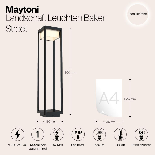 Ландшафтный светодиодный светильник Maytoni Baker Street O021FL-L10B3K