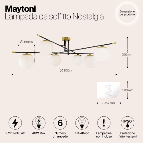 Потолочная люстра Maytoni Nostalgia MOD048CL-06G