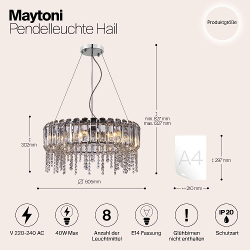 Подвесная люстра Maytoni Hail MOD097PL-08CH Подвесная люстра Maytoni Hail MOD097PL-08CH