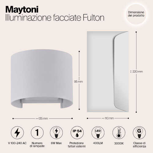 Уличный настенный светодиодный светильник Maytoni Fulton O573WL-L6W