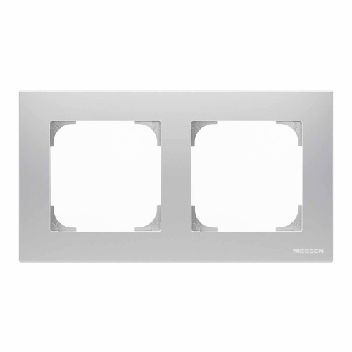Рамка 2-постовая ABB Sky серебристый алюминий 2CLA857200A1301 Рамка 2-постовая ABB Sky серебристый алюминий 2CLA857200A1301