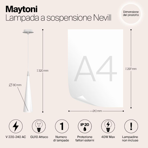 Подвесной светильник Maytoni Nevill P318-PL-01-W