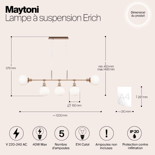 Подвесной светильник Maytoni MOD221-PL-05-G