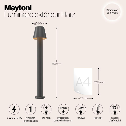 Уличный светодиодный светильник Maytoni Harz O421FL-L5GF Уличный светодиодный светильник Maytoni Harz O421FL-L5GF