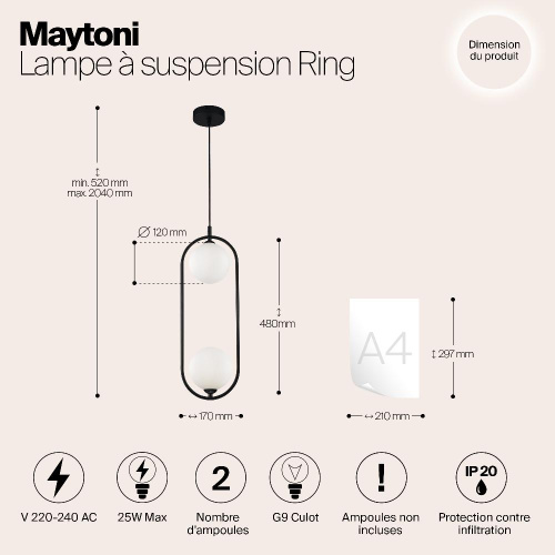 Подвесной светильник Maytoni Ring MOD013PL-02B