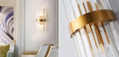 Бра Odeon Clear Glass Gold Metal Wall Lamp By Imperiumloft