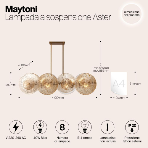 Подвесной светильник Maytoni Aster MOD007PL-08G1