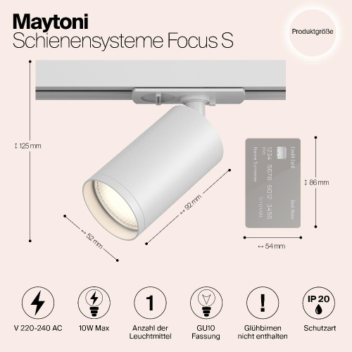 Трековый светильник Maytoni Track Lamps TR020-1-GU10-W Трековый светильник Maytoni Track Lamps TR020-1-GU10-W