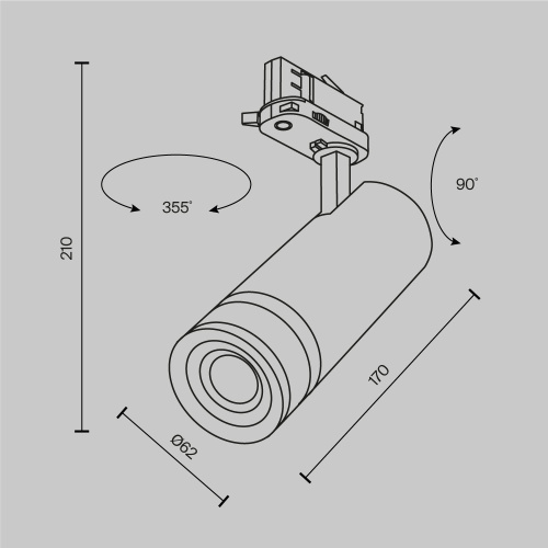 Трековый светильник Technical TR198-3-20W4K-Z-W Трековый светильник Technical TR198-3-20W4K-Z-W