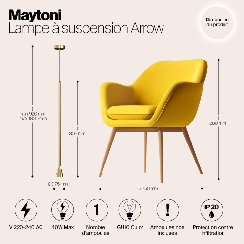 Подвесной светильник Maytoni Arrow P064PL-01G