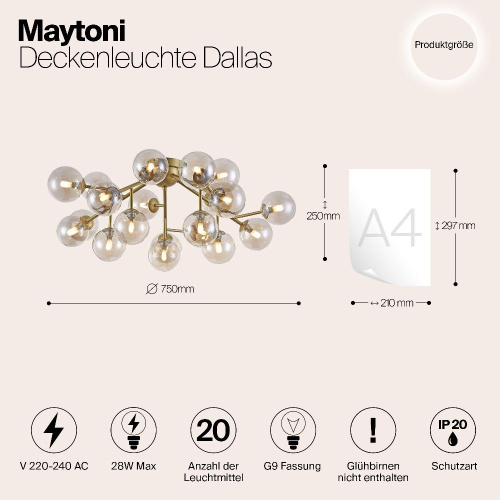 Потолочная люстра Maytoni Dallas MOD545PL-20G