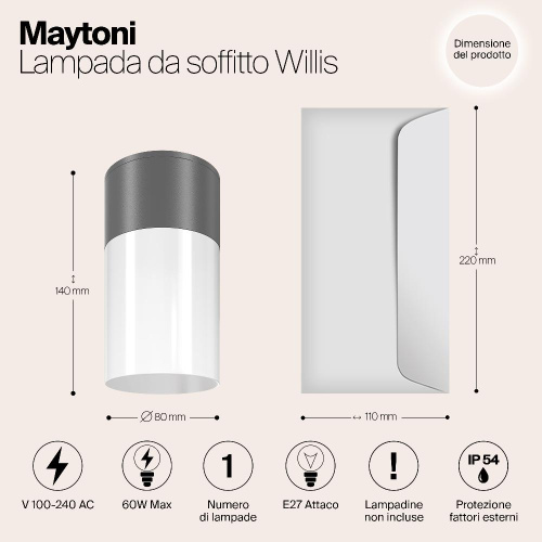 Уличный светильник Maytoni Willis O418CL-01GR