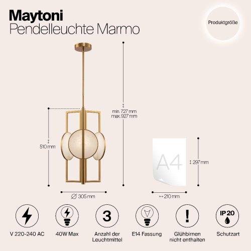 Подвесная люстра Maytoni Marmo MOD099PL-03G
